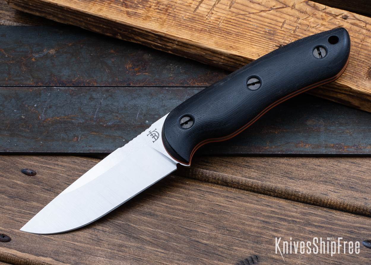 Bushy - Nitro-V - Black Micarta - Orange Liners - Satin Finish (Front)