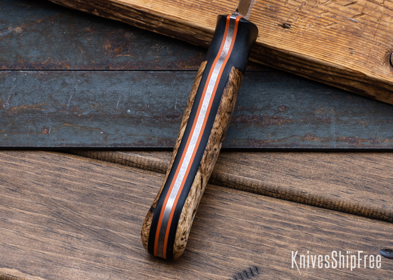 Bushy - Nitro-V - Black Micarta/Black Ash Burl - Orange Liners - Satin Finish (Liners)