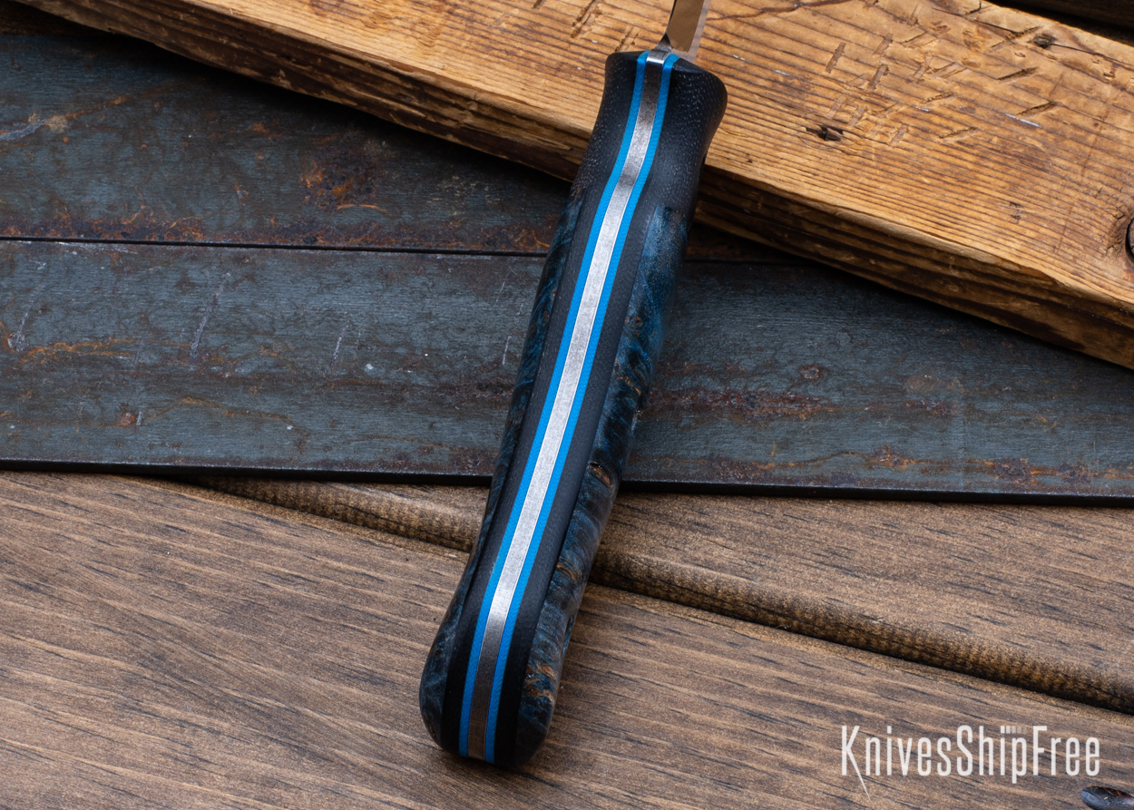 Bushy - Nitro-V - Black Micarta/Blue Maple Burl - Blue Liners - Satin Finish (Liners)