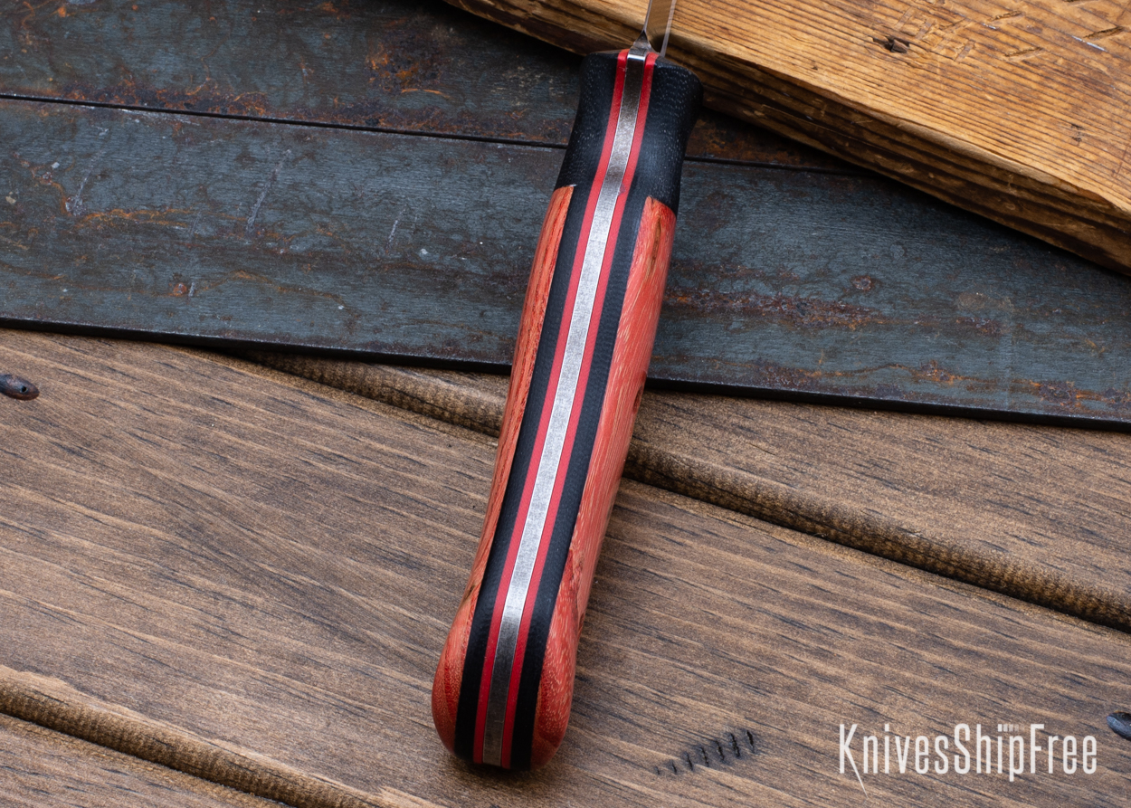 Bushy - Nitro-V - Black Micarta/Red Rustic Maple - Red Liners - Satin Finish (Liners)