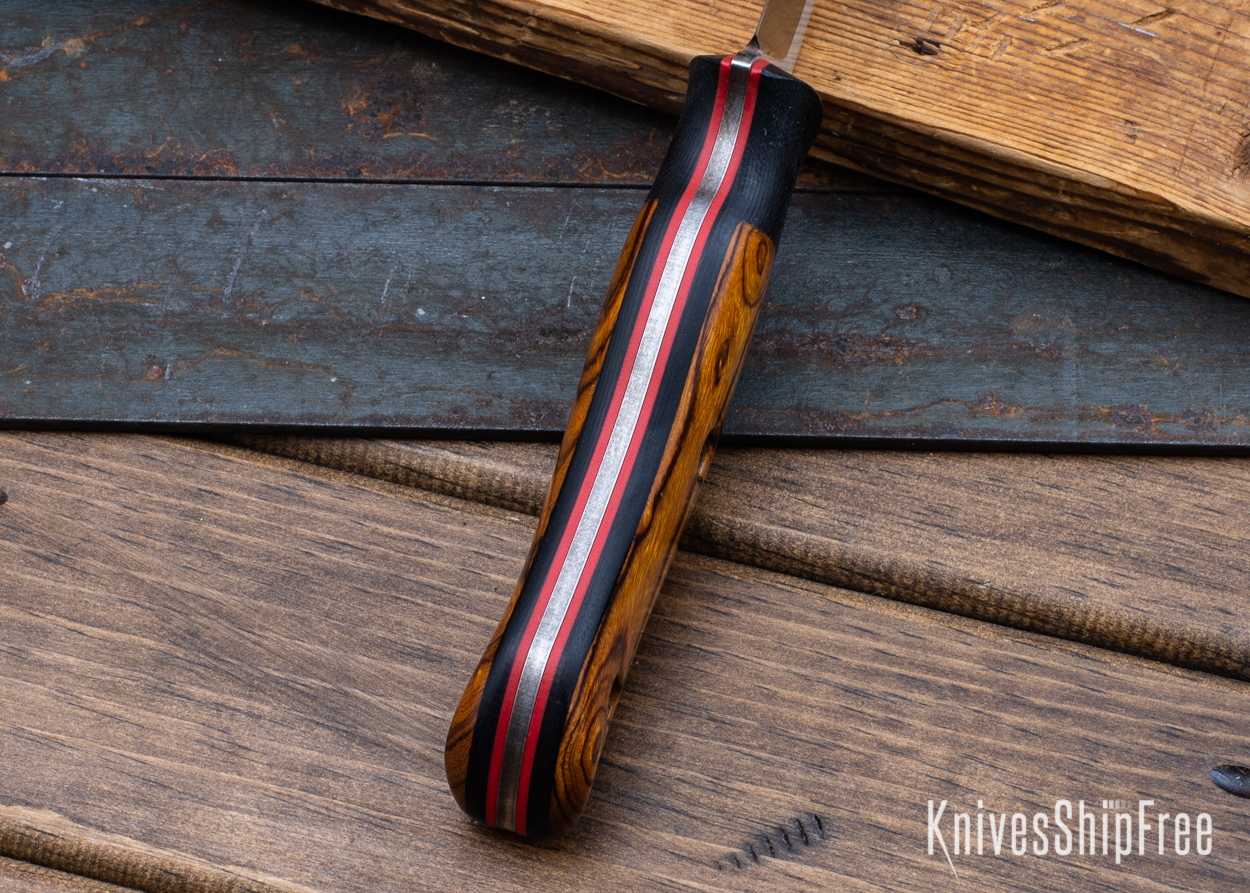 Bushy - Nitro-V - Black Micarta/Desert Ironwood - Red Liners - Satin Finish (Liners)