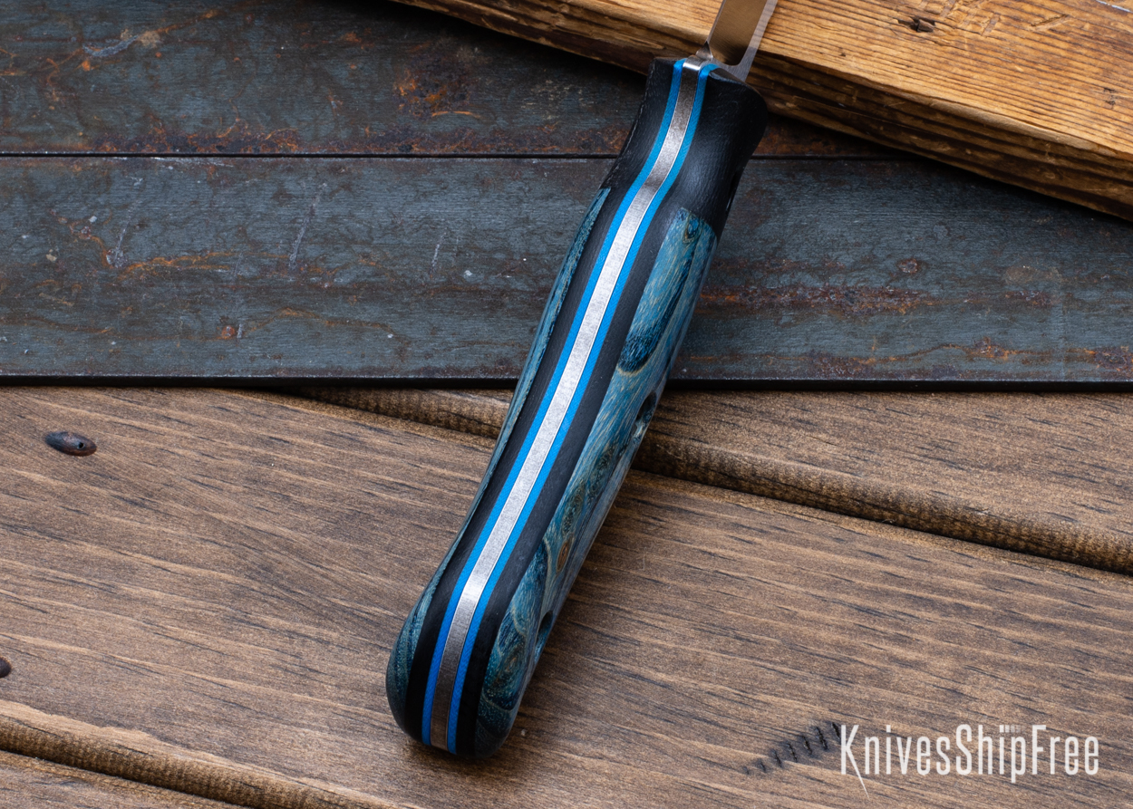 Bushy - Nitro-V - Black Micarta/Blue Rustic Maple - Blue Liners - Satin Finish (Liners)