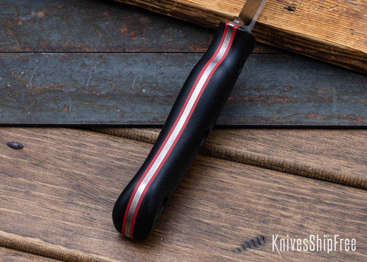 Bushy - Nitro-V - Black Micarta - Red Liners - Satin Finish (Liners)