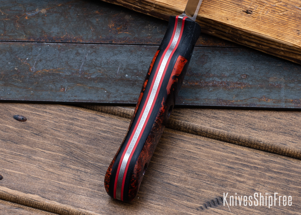 Bushy - Nitro-V - Black Micarta/Red & Black Burl - Red Liners - Satin Finish (Liners)