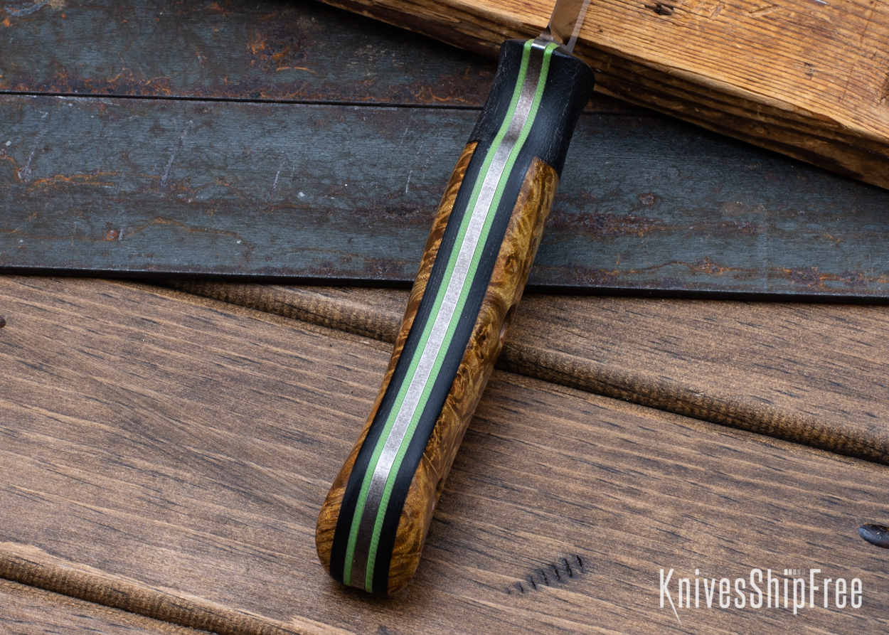 Bushy - Nitro-V - Black Micarta/Maple Burl - Green Liners - Satin Finish (Liners)