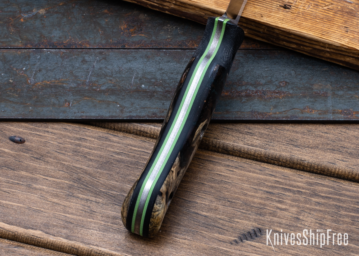 Bushy - Nitro-V - Black Micarta/Buckeye Burl - Green Liners - Satin Finish (Liners)