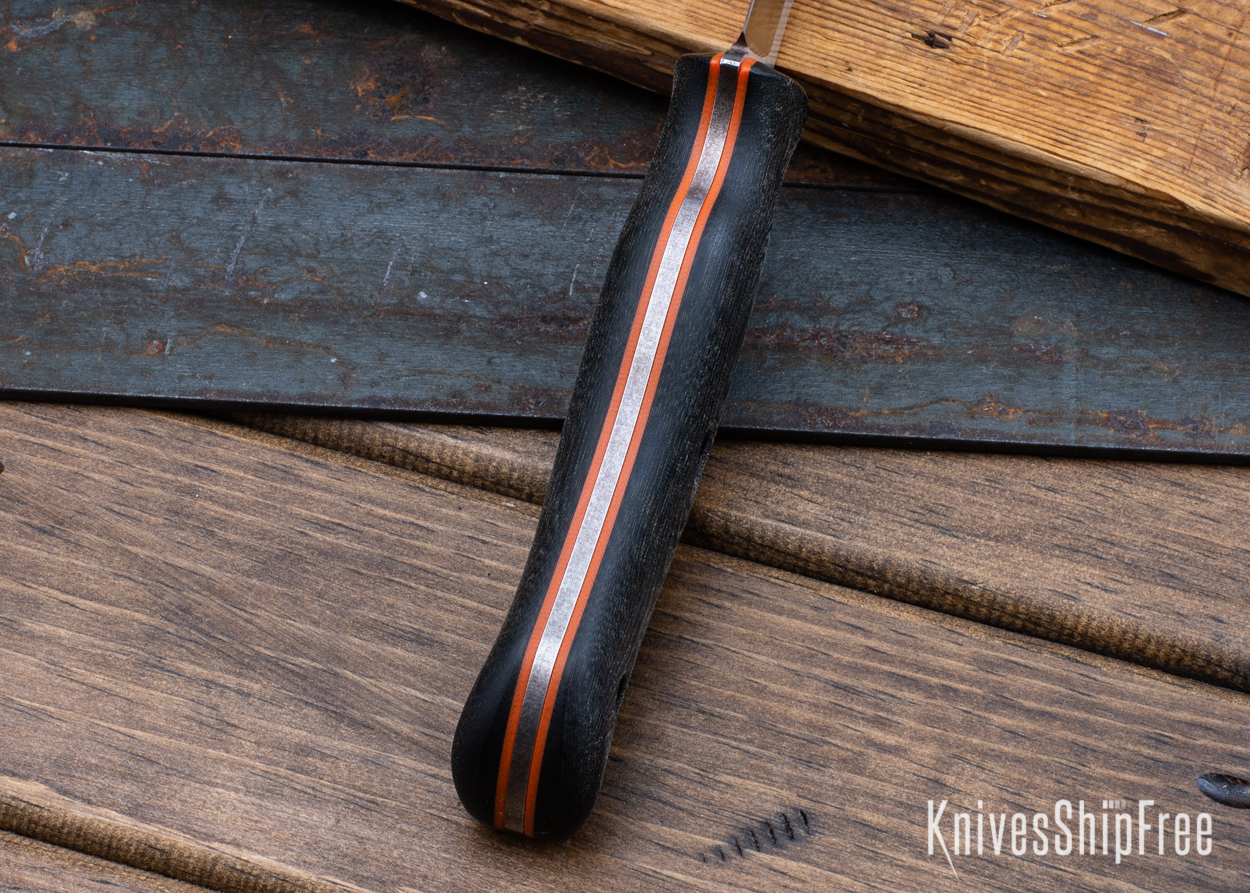 Bushy - Nitro-V - Black & Green Linen Micarta - Orange Liners - Satin Finish (Liners)