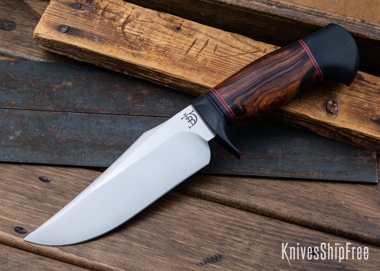 Comanche - S35VN - Desert Ironwood - Red & Black Liners - Satin Finish (Front)