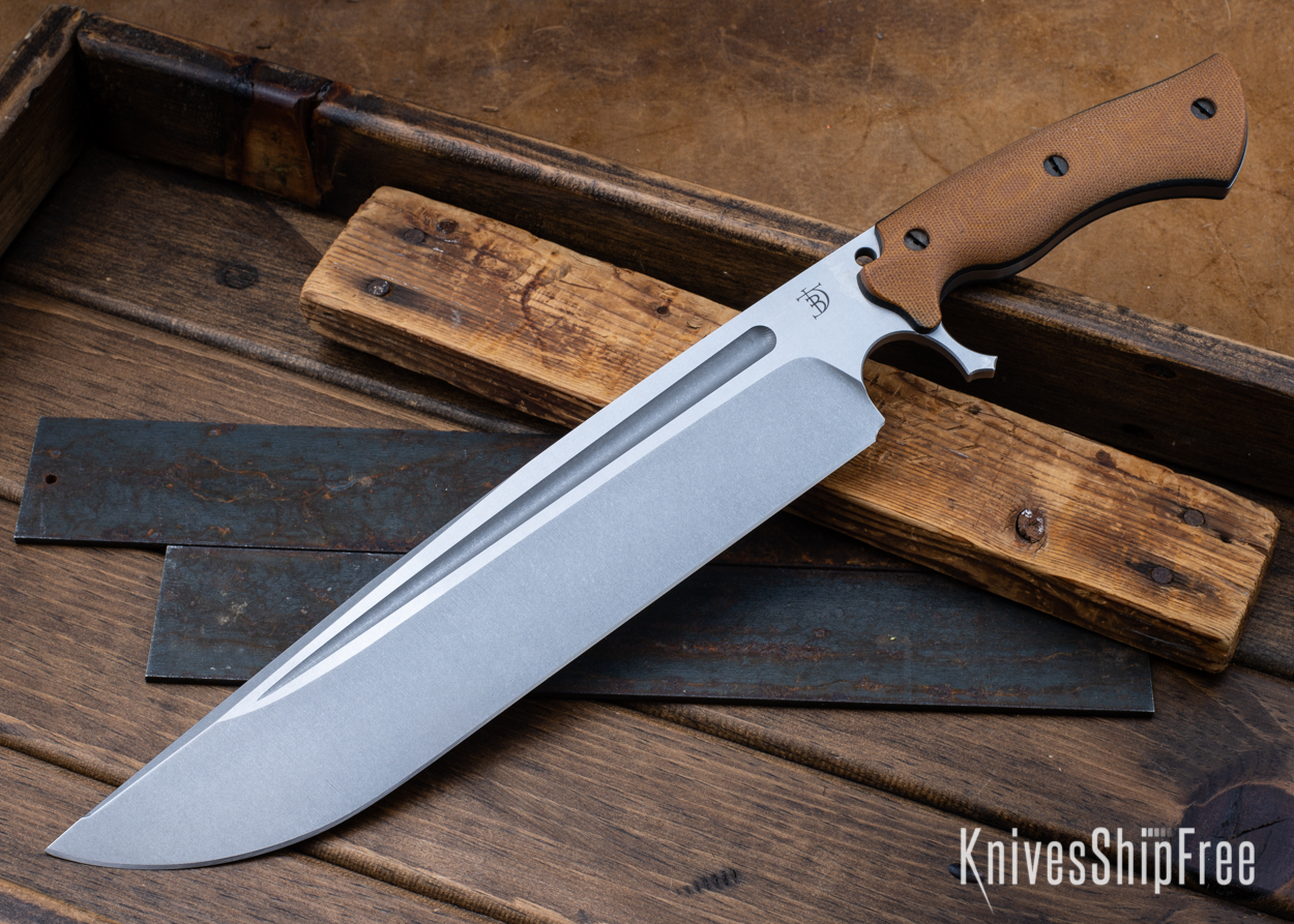 Devil's Horn - 80CrV2 - Natural Micarta - Black Liners - Tumbled Finish (Front)