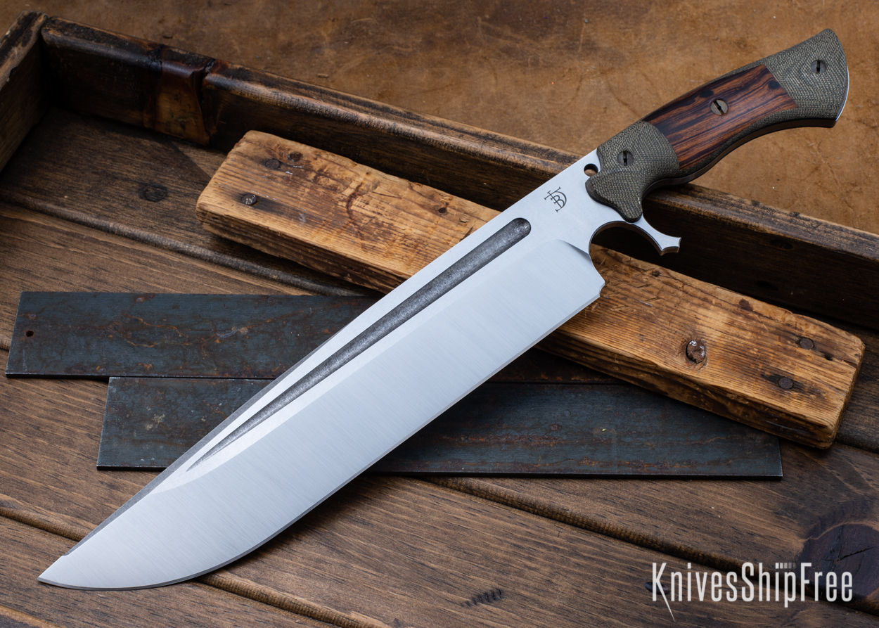 Devil's Horn - 80CrV2 - OD Green Micarta/Desert Ironwood - Black Liners - Satin Finish (Front)