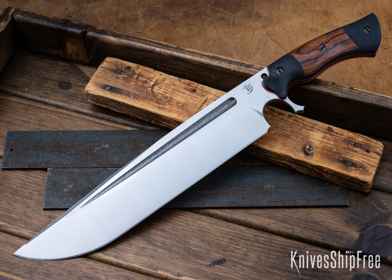 Devil's Horn - 80CrV2 - Black Micarta/Desert Ironwood - Red Liners - Satin Finish (Front)