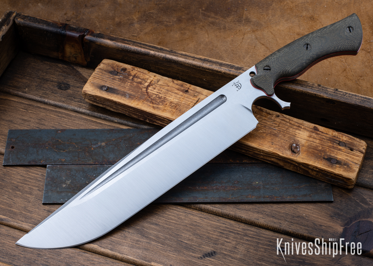 Devil's Horn - 80CrV2 - Green Micarta - Red Liners - Satin Finish (Front)