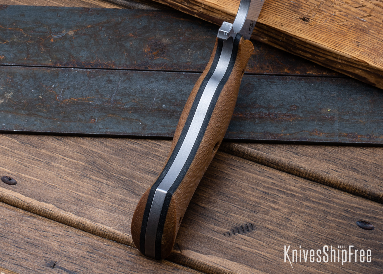 Devil's Horn - 80CrV2 - Natural Micarta - Black Liners - Tumbled Finish (Liners)