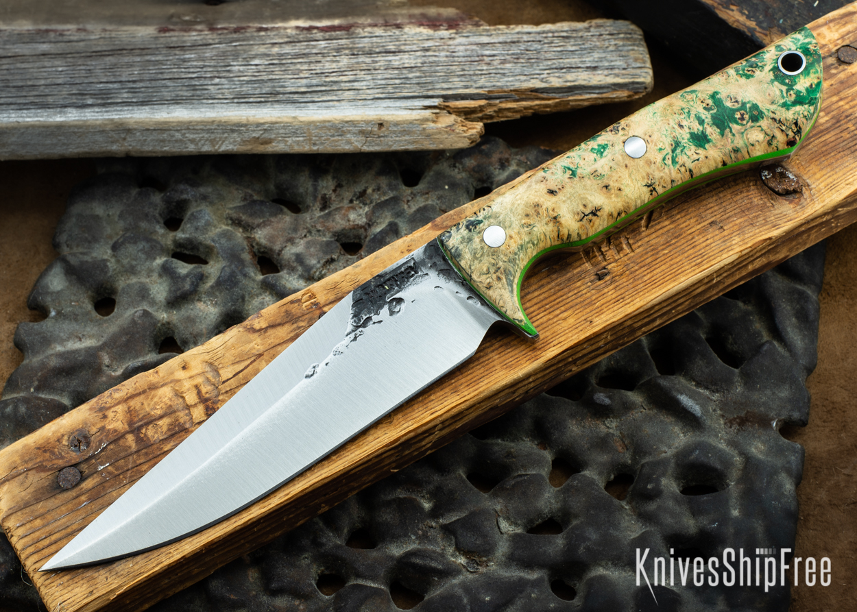 Black & Green Box Elder Burl - Lime Green Liners - 072002 (Front)