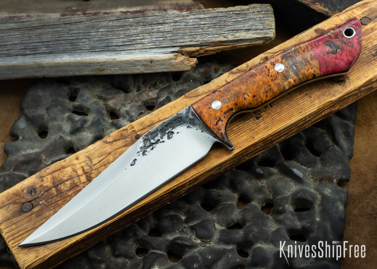 Orange & Red Box Elder Burl - Black Liners - 072035 (Front)