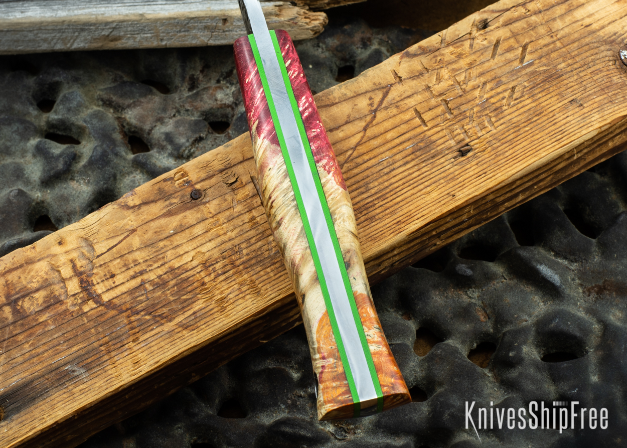 Red & Orange Box Elder Burl - Lime Green Liners - 072019 (Spine)