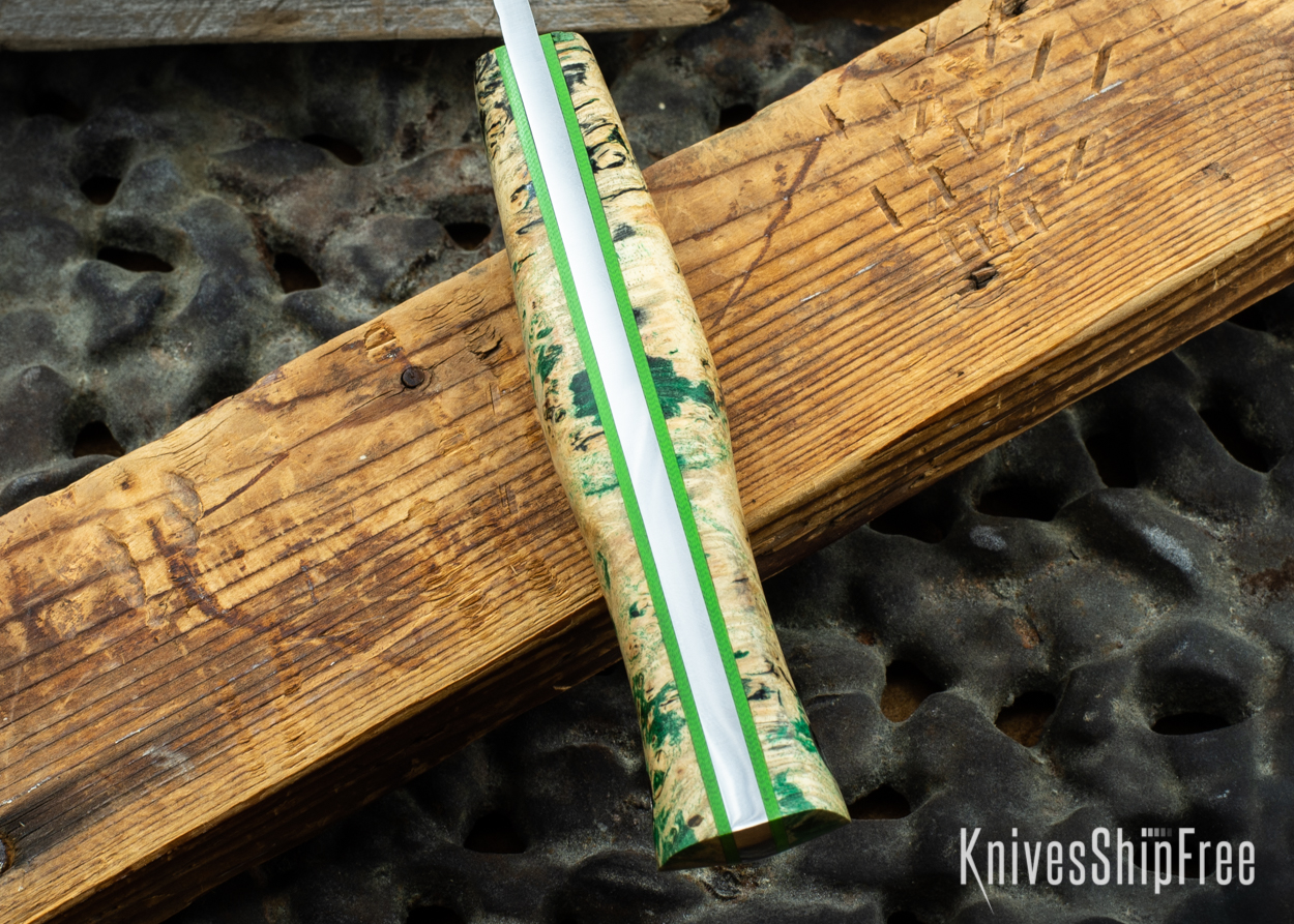 Black & Green Box Elder Burl - Lime Green Liners - 072002 (Spine)