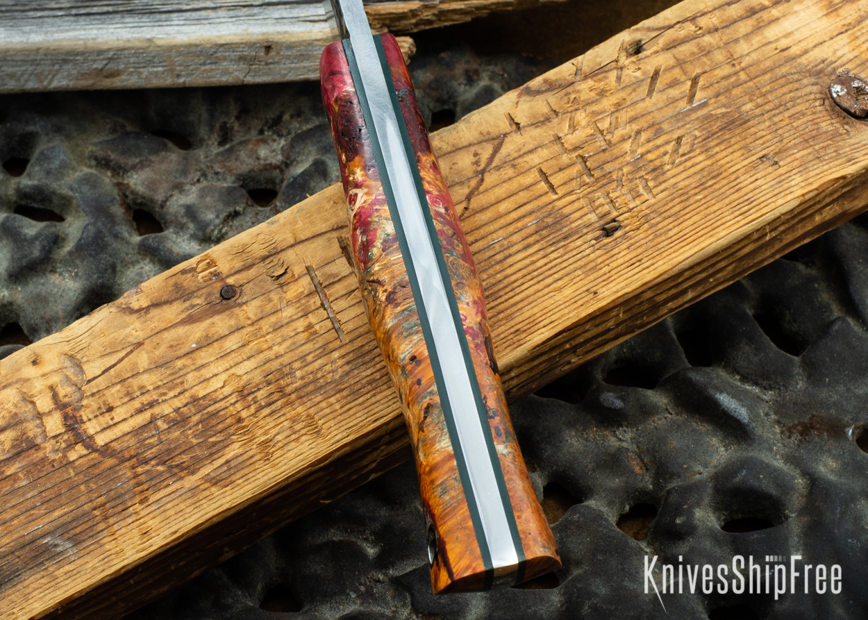 Red & Orange Box Elder Burl - Hunter Green Liners - 072028 (Spine)