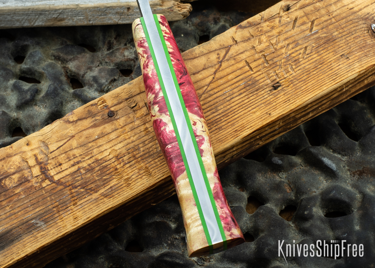 Red & Orange Box Elder Burl - Lime Green Liners - 072029 (Spine)