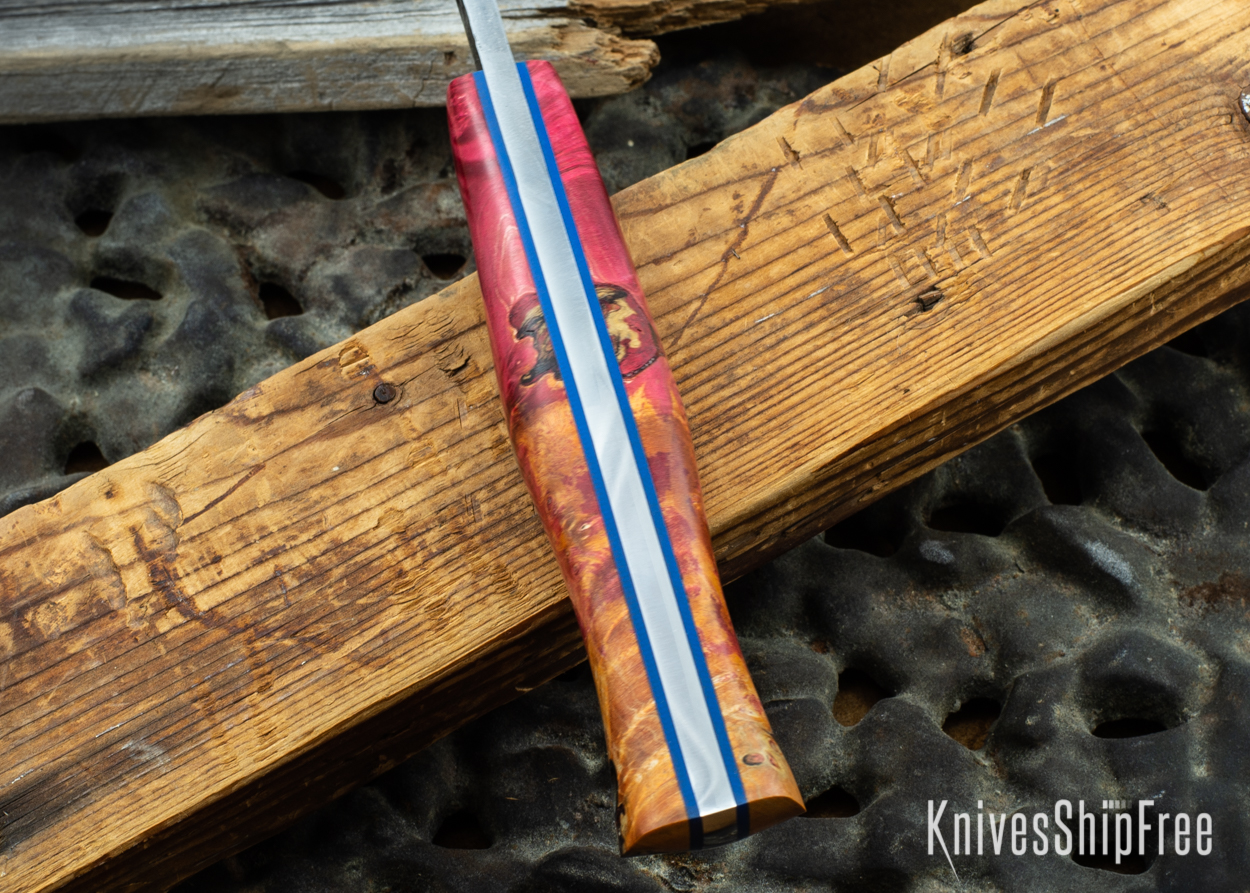 Orange & Red Box Elder Burl - Blue Liners - 072034 (Spine)