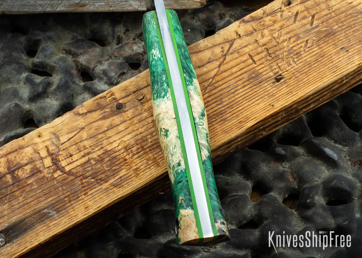 Green & Black Box Elder Burl - Lime Green Liners - 072004 (Spine)