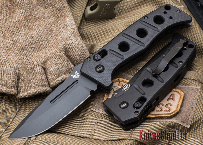 Benchmade Knives: 2750SGY-3 Adamas Auto - Sand G-10 - CPM CruWear - Tungsten  Gray Cerakote - Partially Serrated