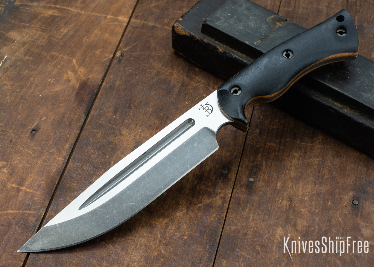 Dark Timber Knives: Honey Badger 3V - Black Micarta - Natural Liners - Acid Washed