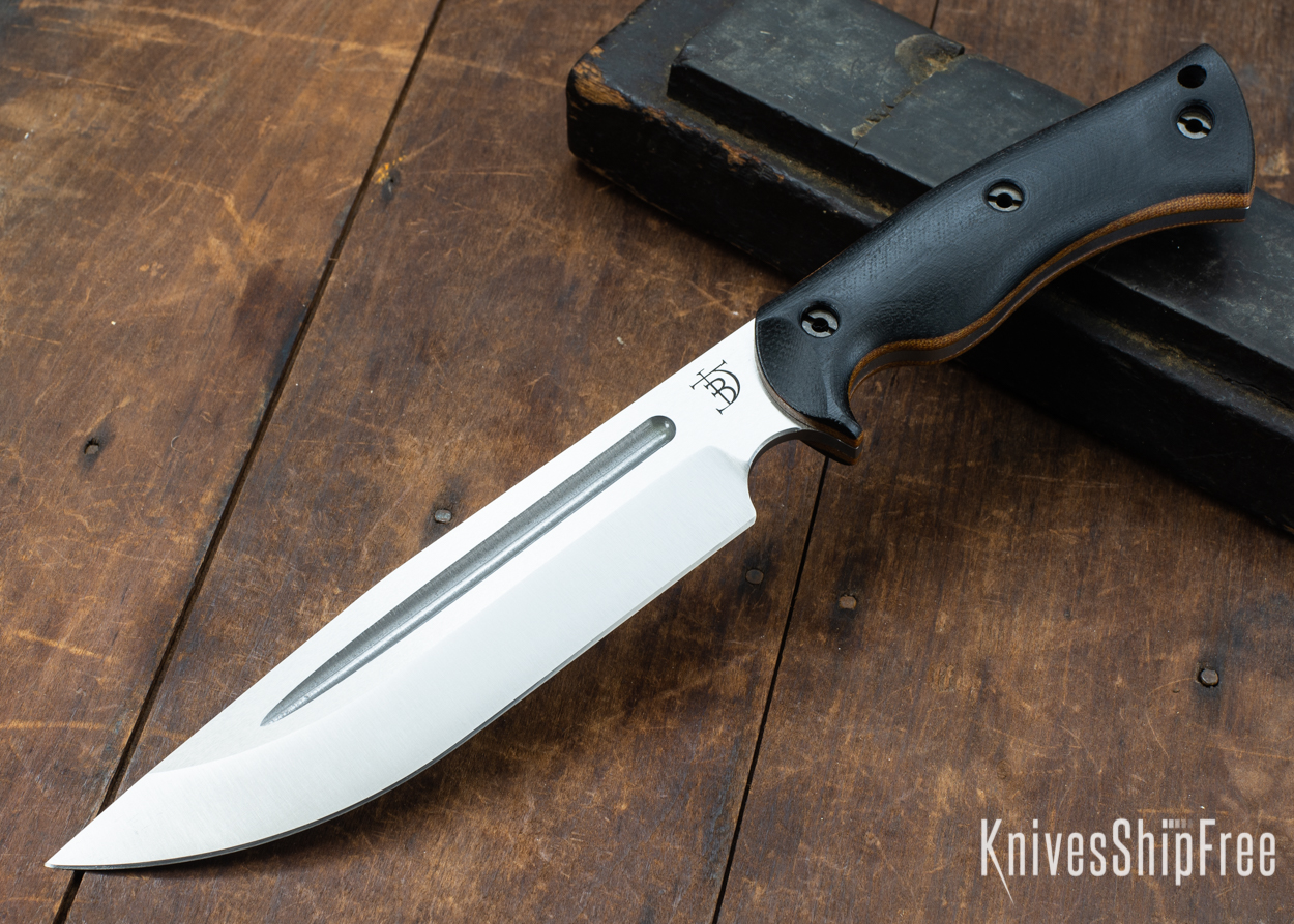 Dark Timber Knives: Honey Badger 3V - Black Micarta - Natural Liners - Satin