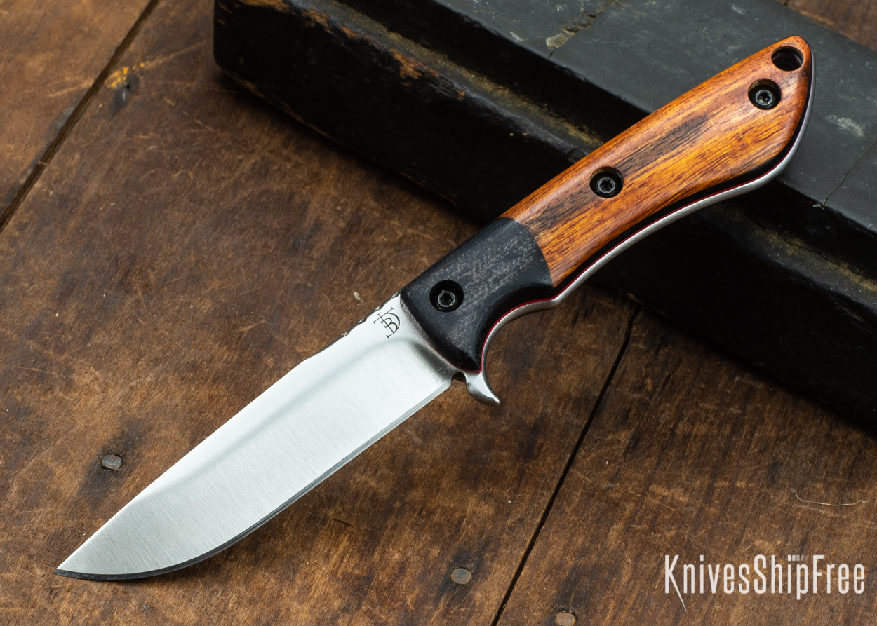 Dark Timber Knives: Tavi AEBL - Black Micarta - Desert Ironwood - Red Liners - Satin - 121810