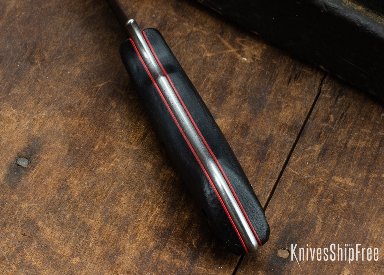 Dark Timber Knives: Tavi AEBL - Black Micarta - Red Liners - Satin