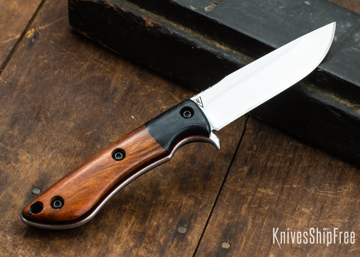 Dark Timber Knives: Tavi AEBL - Black Micarta - Desert Ironwood - Red Liners - Satin - 121809