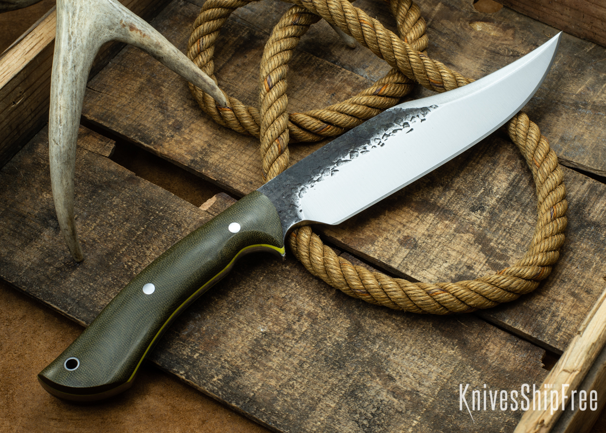 (Back) Green Canvas Micarta - Yellow Liners - 112314