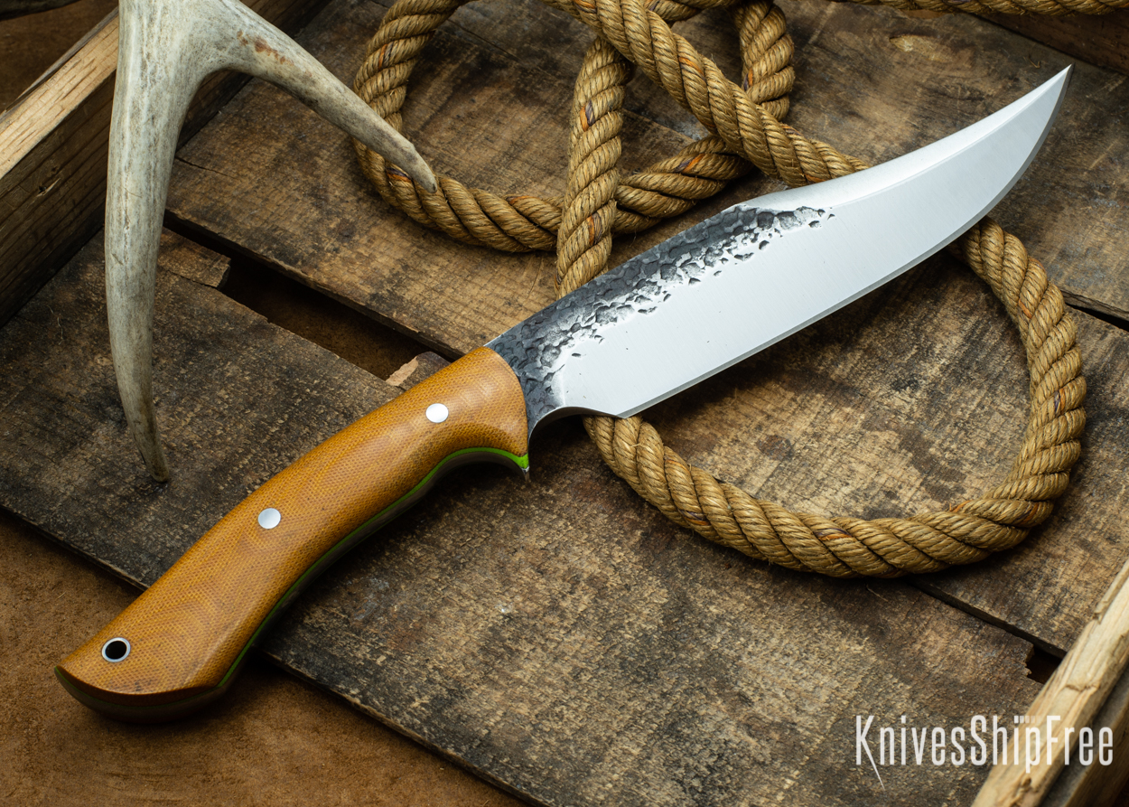 (Back) Natural Canvas Micarta - Lime Green Liners - 112318