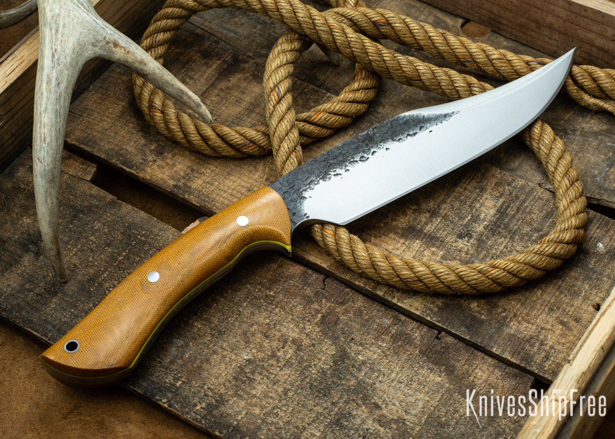 (Back) Natural Canvas Micarta - Yellow Liners - 112320