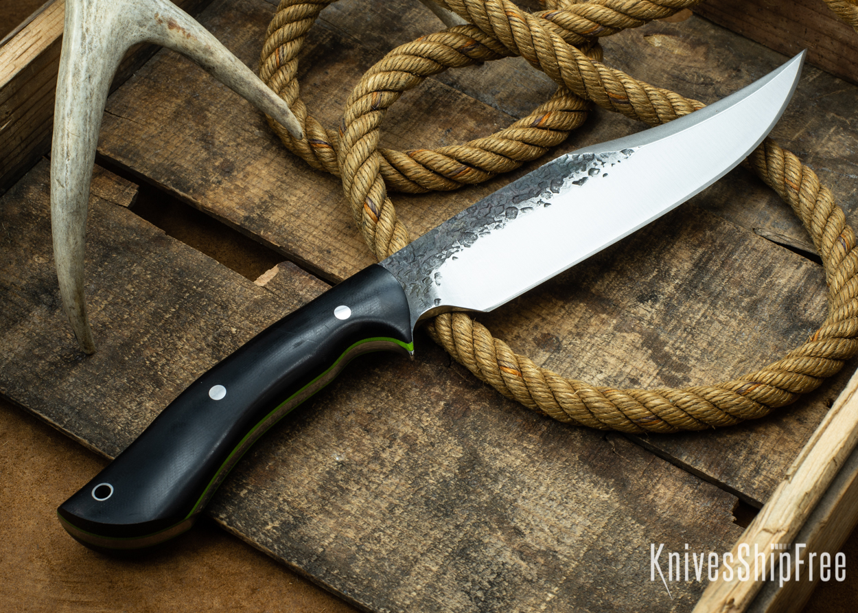 (Back) Black Canvas Micarta - Lime Green Liners - 112306