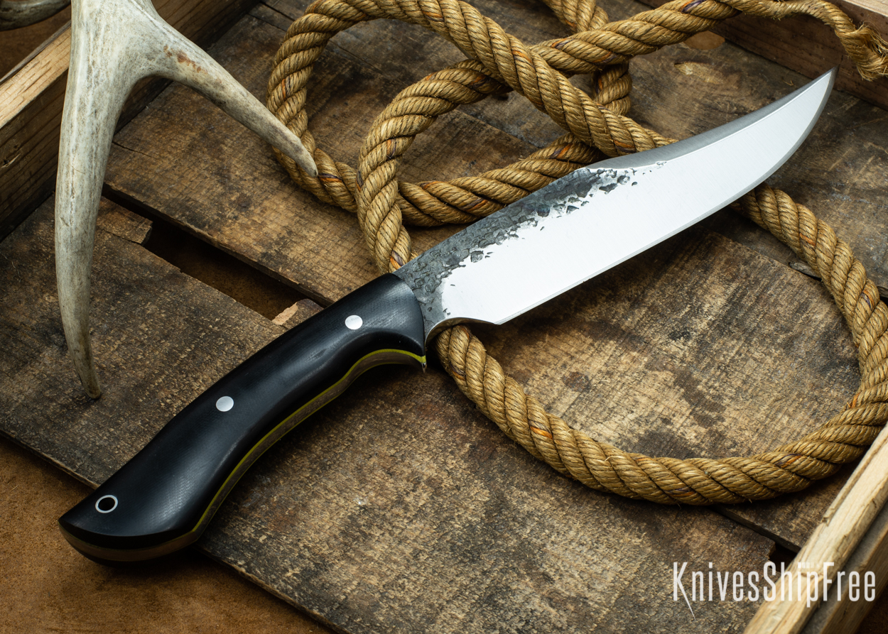 (Back) Black Canvas Micarta - Yellow Liners - 112309