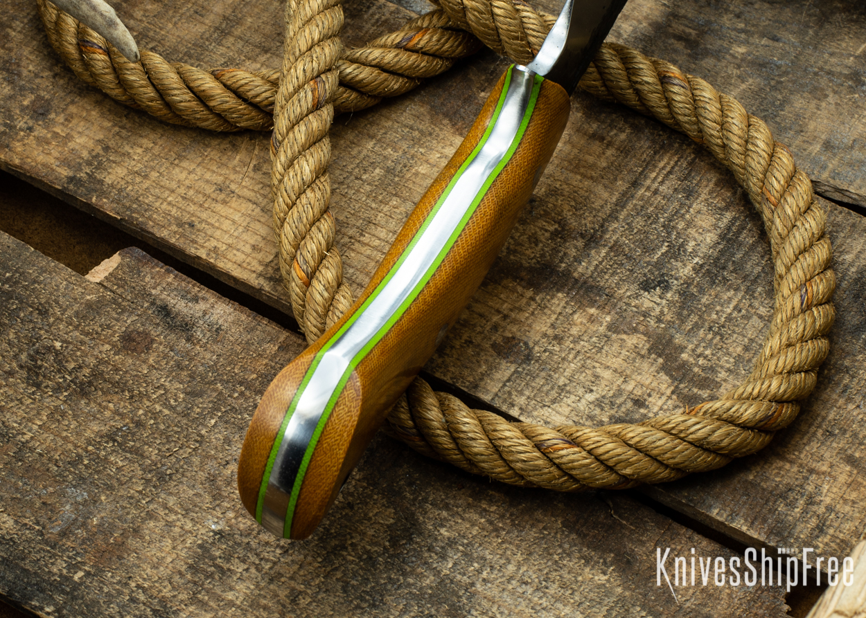 (Spine) Natural Canvas Micarta - Lime Green Liners - 112318