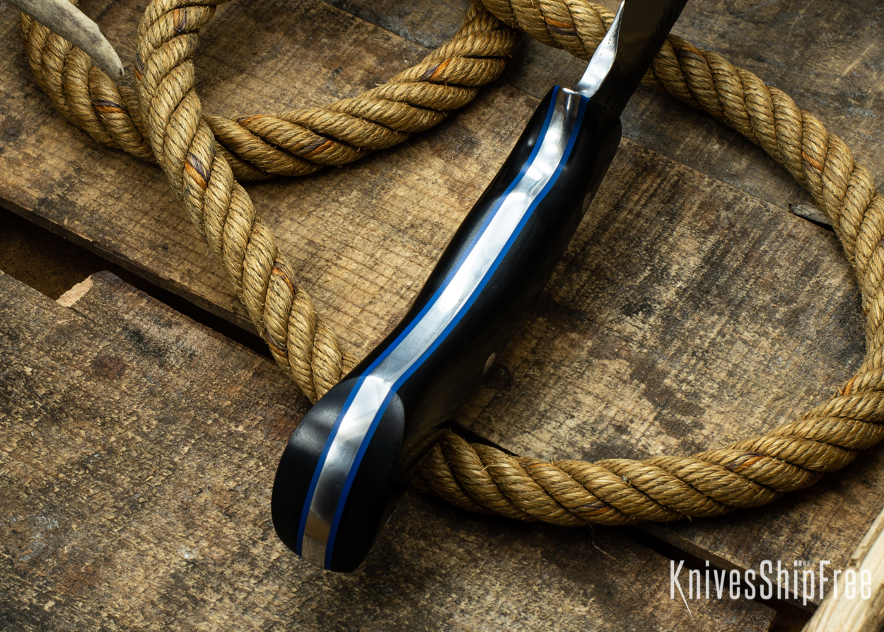(Spine) Black Canvas Micarta - Blue Liners - 112305