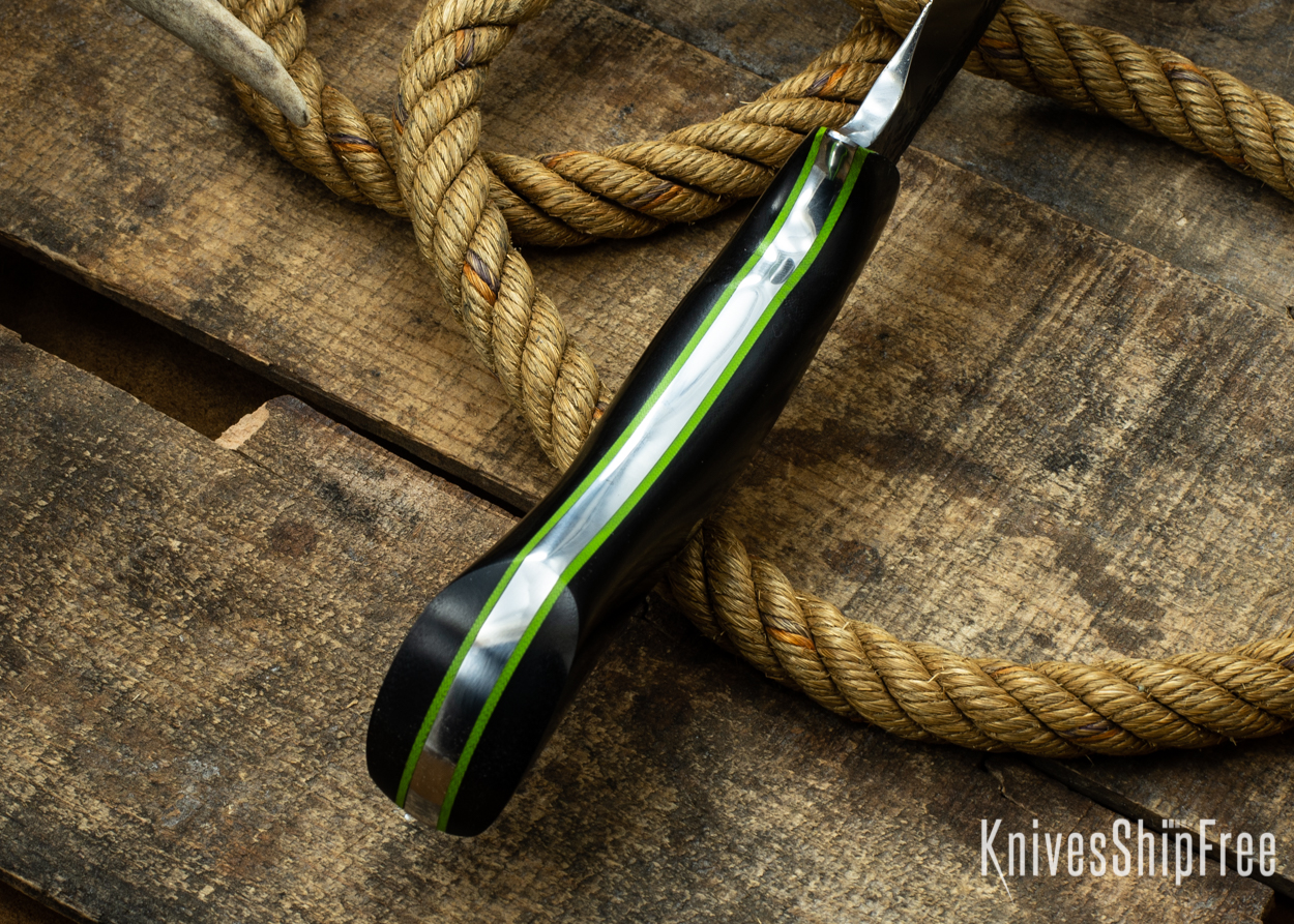 (Spine) Black Canvas Micarta - Lime Green Liners - 112306