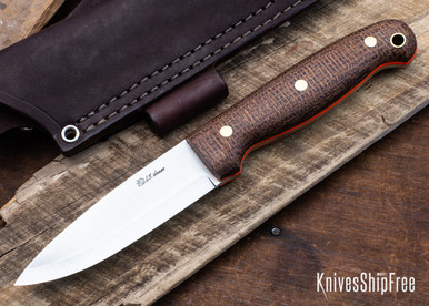 L.T. Wright Knives: GNS 3V - Scandi Grind - Burlap Micarta - Matte