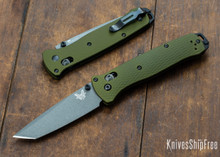 Benchmade Knives: 537GY-1 Bailout - CPM-M4 Tanto - Grey Cerakote - Woodland Green Aluminum