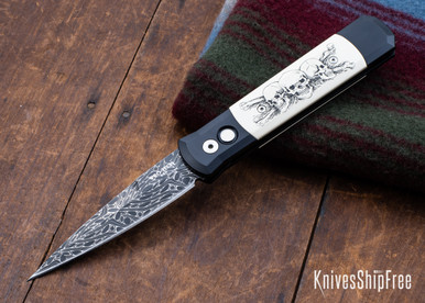 Pro-Tech Godfather Custom - Black Aluminum - Ivory Micarta Inlays
