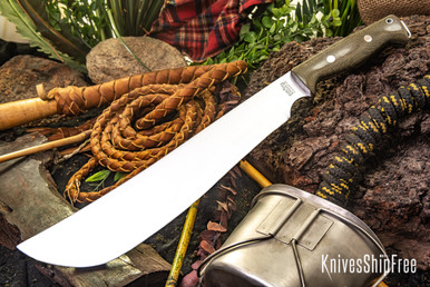 Stereotype Walter Cunningham tage Bark River Knives: Bravo Machete - CPM 1V - Green Canvas Micarta