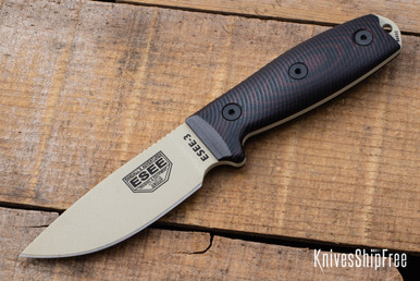 ESEE Knives: ESEE-3PMDT-004 - Desert Tan Blade - Blood/Black G-10