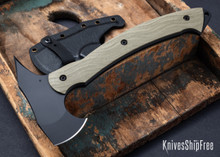 Toor Knives: Tomahawk - Muted Sage G-10 - Black Liners - D2 Tool Steel - Black KG Gunkote