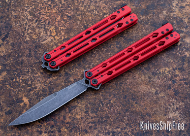 Butterfly S レッド 2枚セット Red Satin Skeleton Butterfly Knife – Stainless Steel Blade, Die