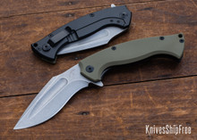 Knight Elements: Exclusive V2 Ultra Kukri Folder - Green G-10 - Black Titanium - Black Hardware - N690Co - Acid Stonewash Blade