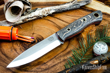 Bark River Knives: Aurora Scandi 3V - Bog Oak - Orange Liners