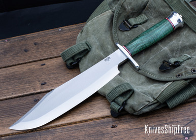 Bark River Knives: Shining Mountain Bowie - Green Tigertail Maple Burl