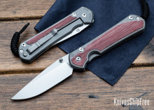 Chris Reeve Knives: Large Sebenza 31 - Red Linen Micarta Inlay - Glass Blasted Titanium